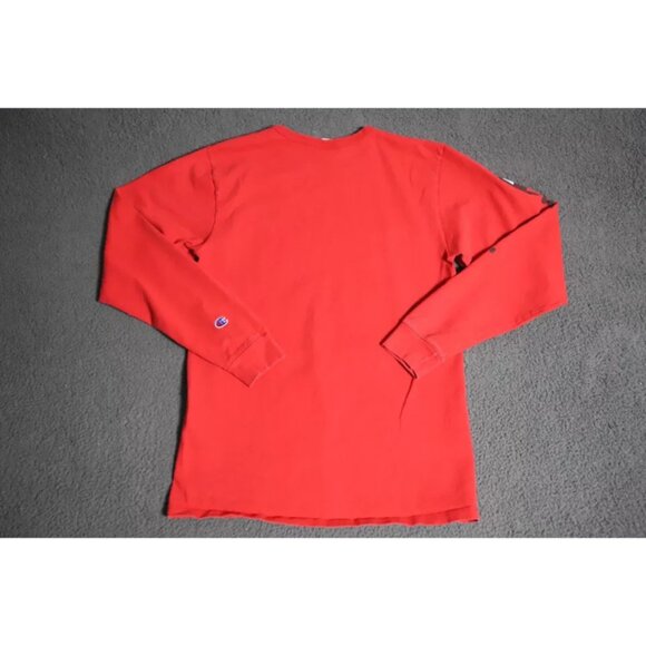 Vintage Champion Sweatshirt Mens M Red Knit Spell Out Signature Logo Embroidered - Picture 7 of 10